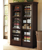 美式书柜乡村家具实木定制书房书厨订做玻璃两门书架组合欧式复古