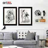 现代黑白抽象风格简约沙发背景墙壁画简欧装饰画有框玻璃卧室挂画