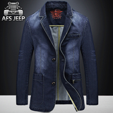 AFS JEEP夹克男青年薄款韩版修身小西装春装牛仔衫外套吉普外衣潮