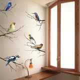 性卧室橱柜装饰彩色树枝小鸟自粘墙贴贴纸文艺客厅书房墙纸贴画个