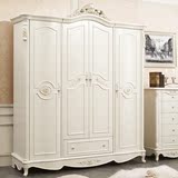欧式衣柜法式田园衣橱实木质象牙白四门实木储物2米卧室整体家具