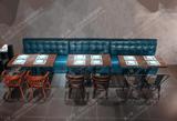 厂家直销复古咖啡厅西餐厅油蜡皮沙发桌椅组合卡座沙发软包实木椅