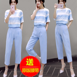 2016夏装新款女装两件套韩版显瘦阔腿裤休闲雪纺时尚套装 夏季 潮