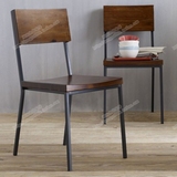 欧式复古实木餐桌椅低靠背椅仿古做旧餐桌椅咖啡桌椅休闲椅钢木椅