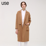 USE原创设计 欧洲站双面呢羊毛呢大衣女欧美中长款双面绒呢子外套