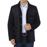 男短款 毛呢外套中年韩版修身羊毛大衣 秋冬翻领加厚羊绒夹克包邮