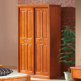 实木橡木衣柜推拉两门简约现代中式雕花衣柜实木大衣橱安徽合肥