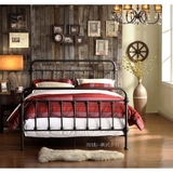 特价美式乡村铁艺床双人床单人床铁床架复古做旧家具 1.5 1.8米
