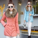 大毛领棉衣女学生韩版中长款2016新款冬季羽绒棉袄外套修身显瘦潮