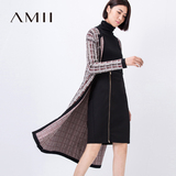 Amii旗舰店女装 冬装新款 小香风开衫针织衫大码宽松中长款毛衣