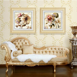 富贵牡丹 欧式美式花卉装饰画客厅现代三联有框画挂画壁画墙画