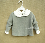 外贸秋冬装女宝宝纯色毛衣开衫 0-1-2岁女童小披肩 婴儿小外套