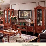 美式古典单双门酒柜 高档奢华长电视机柜欧式实木组合地柜S 2.4米