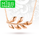 MissFancy925银镀18K金时尚个性橄榄枝女款简约锁骨银项链送女友