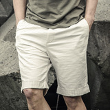 AK男装复古色织条纹休闲短裤夏季清凉纯棉男士短裤