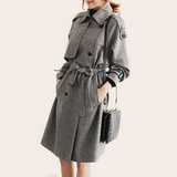 2015韩国新款羊毛呢子中长款风衣外套女大衣新款英伦大码双排扣潮