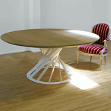 北欧简约复古实木圆餐桌圆形饭桌铁艺咖啡桌会议桌大圆桌主题餐桌