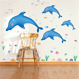 卡通海豚 海底世界 墙贴纸儿童房装饰卫生间幼儿园教室布置贴画