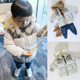 韩版冬季儿童棉服 男女童保暖加厚棉服小童棉袄羽绒棉外套简约风