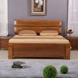 简约现代榆木床 1.8中式实木双人床1.5小型家具婚床卧室家具包邮