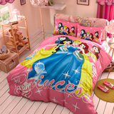 正品迪士尼迪斯尼白雪公主芭比女孩儿童全棉卡通三四件套床上用品