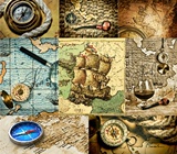 高清水彩手绘哥伦比亚航海时期航海地图装饰画 复古海洋贴图素材