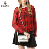 ELAND韩国衣恋秋季新品女休闲英格兰格纹衬衫EEYC43855D专柜正品