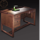 新中式书桌复古电脑桌椅组合家具实木水曲柳办公桌书房写字台禅意
