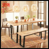 厂家直销定做美式乡村实木家具铁艺做旧桌椅餐桌餐椅咖啡桌椅复古