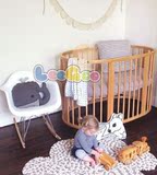 欧式多功能婴儿圆床实木折叠宝宝床游戏BB床进口榉木环保白色童床