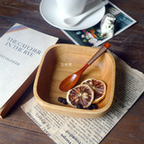 zakka日式木碗方碗沙拉碗搅拌碗 创意木质餐具 水果碗小木碗木碟