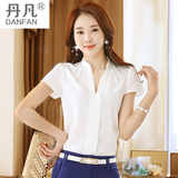 白色衬衫女短袖2016夏季韩范修身雪纺衫女装上衣潮新款衬衣女长袖