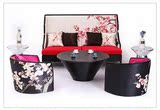 古典印花实木家具 样板房客厅新中式沙发 现代中国风式沙发休闲椅