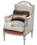 【MIKA米卡居】粉色条纹绒布休闲单人沙发沙发椅桦木实木美式风格