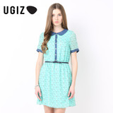 UGIZ韩国夏季女装时尚小碎花雪纺连衣裙修身UBOW505A专柜正品