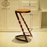 艺雅轩美式复古铁艺酒吧椅高脚凳 创意休闲吧台椅咖啡厅吧凳椅子