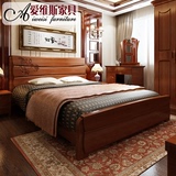 卧室家具现代中式实木床双人床1.8高箱床橡木床气动床储物床婚床