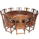 实木圆桌 餐桌 仿古家具 餐桌椅组合 中式榆木酒店大圆桌1.8米2米