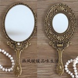 包邮韩国进口复古化妆梳妆镜子折叠大号随身便携镜子