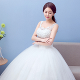 双肩婚纱礼服2016新款夏新娘韩式花朵修身显瘦简约A字裙结婚齐地