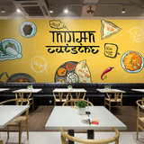 可爱卡通黑板涂鸦美食大型壁画西餐厅背景墙纸料理寿司烧烤店壁纸
