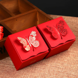 批发结婚庆用品创意喜糖盒立体蝴蝶方形喜糖盒子中式婚礼纸盒糖袋