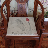 发椅垫餐椅垫 加厚海绵座垫定做水墨荷花 新中式坐垫复古红木沙
