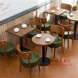 餐饮甜品店桌椅 咖啡厅餐桌实木椅 奶茶小吃店木皮长方桌子沙发
