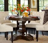 可伸缩餐桌实木美式乡村家具小户型圆桌原木欧式地中海餐厅餐桌椅
