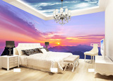 彩霞天空大型壁画客厅空间墙纸 蓝天白云吊顶壁纸 电视沙发背景墙