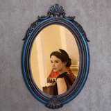欧式壁挂椭圆雕花复古卫浴浴室镜创意女士梳妆镜树脂美容镜艺术镜