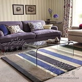现代简约宜家地毯卧室床边毯客厅茶几欧式地毯蓝色条纹地中海地垫
