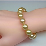 洋金珠手链天然金色海水珍珠10-11mm正圆珍珠手链极强光