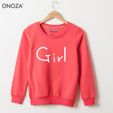 ONOZA2015春秋季新款卡通圆领套头卫衣女 Girl英文字母印花外套